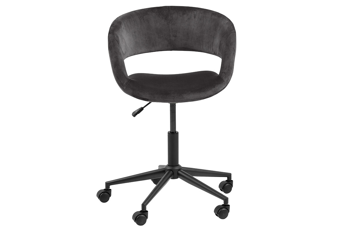 B�rostuhl aus anthrazitfarbenem Samt - DRIFT