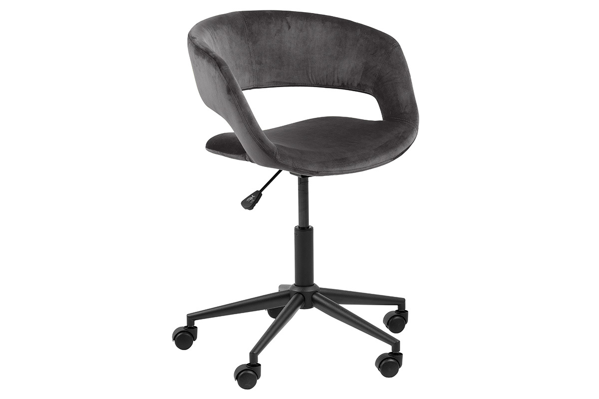 B�rostuhl aus anthrazitfarbenem Samt - DRIFT