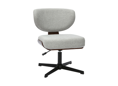 Bürostuhl aus Holz und Textil mit strukturiertem Samteffekt in Grau HANZ