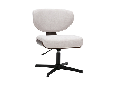 B&uuml;rostuhl aus Stoff in strukturierter Samtoptik beige und dunkles Holz Nussbaum HANZ