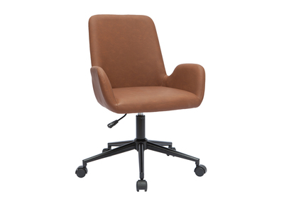Bürostuhl braunes Polyurethan und schwarzes Metall ALBAN