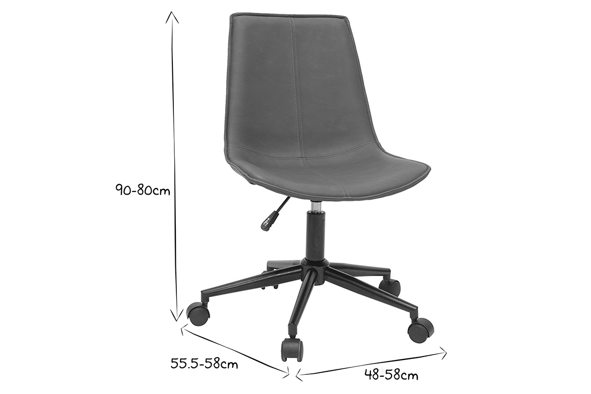 Brostuhl braunes Polyurethan und schwarzes Metall LISON