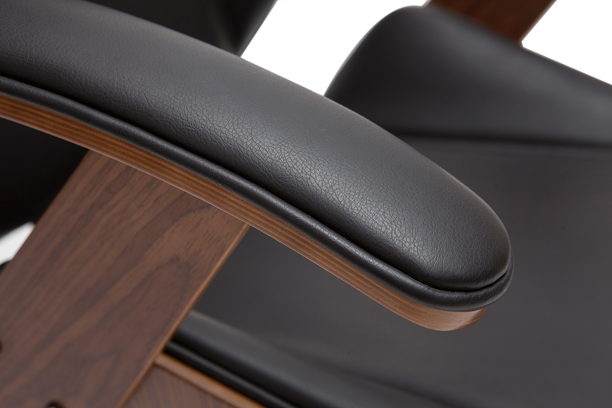Brostuhl / Chefsessel schwarz und dunkles Holz MUSK