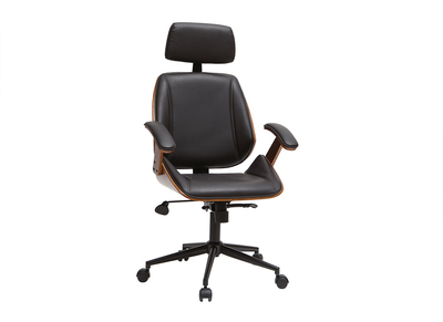 Bürostuhl / Chefsessel schwarz und dunkles Holz MUSK - Bürostuhl / Chefsessel schwarz und dunkles Holz MUSK
