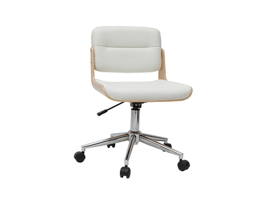 Bürostuhl drehbar weiß mit hellem Holz ARAMON