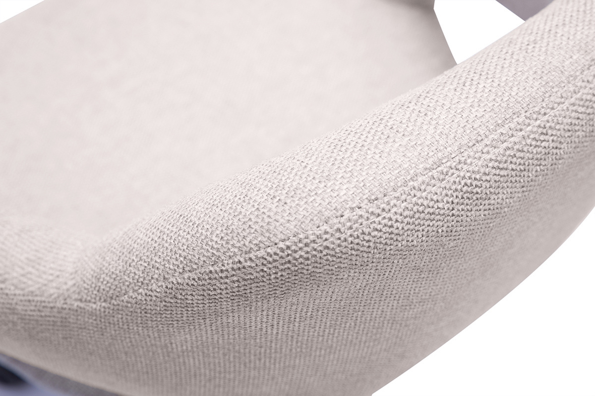 Brostuhl mit Rollen aus Design-Stoff in beigem samtigem Textureffekt und schwarzem Metall JESSY