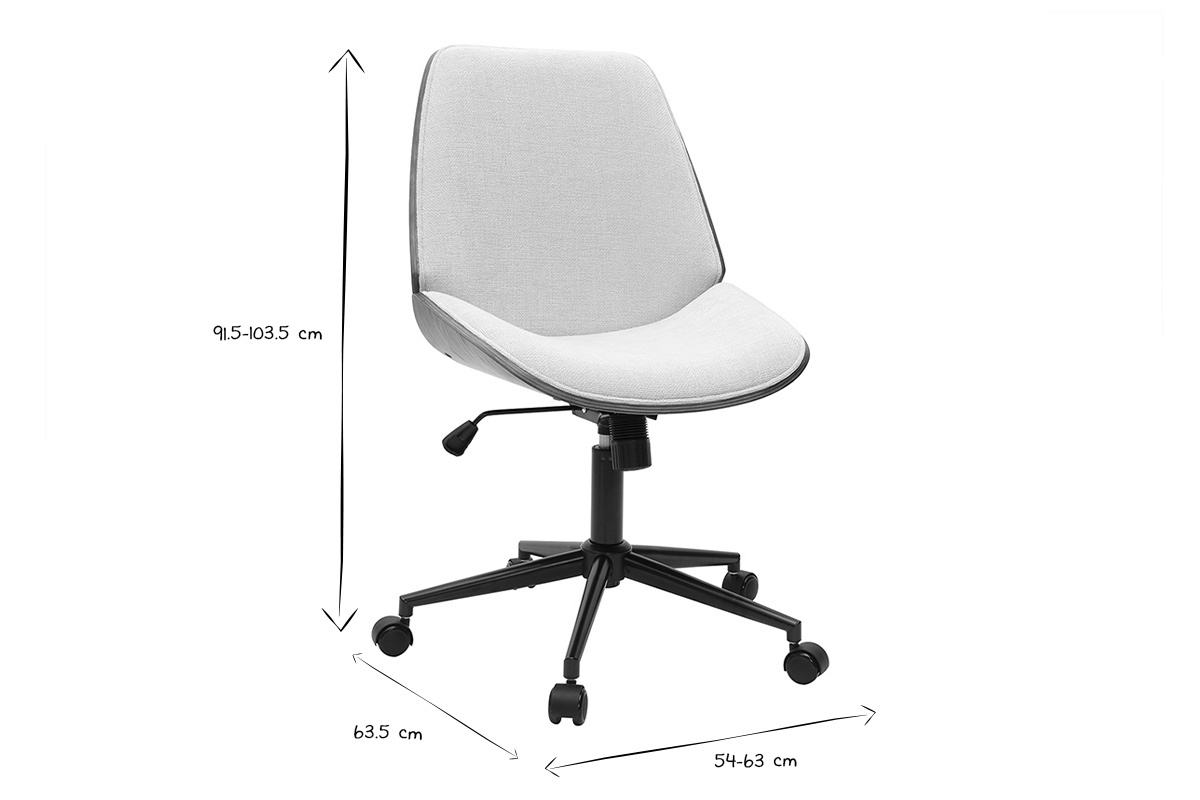 Brostuhl mit Rollen aus Holz und strukturiertem Samteffekt in Beige DOUGLAS