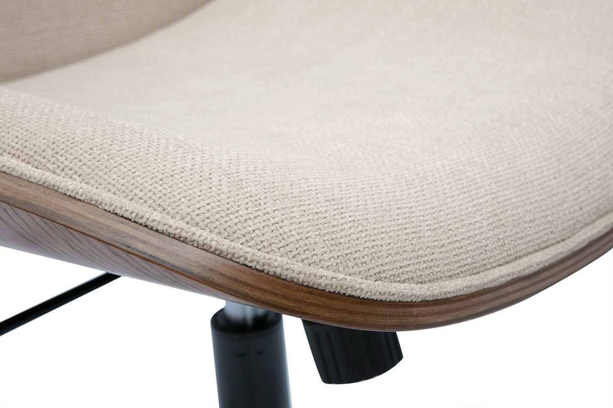 Brostuhl mit Rollen aus Holz und strukturiertem Samteffekt in Beige DOUGLAS