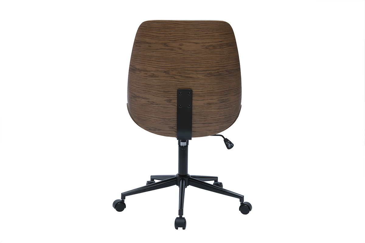 Brostuhl mit Rollen aus Holz und strukturiertem Samteffekt in Beige DOUGLAS