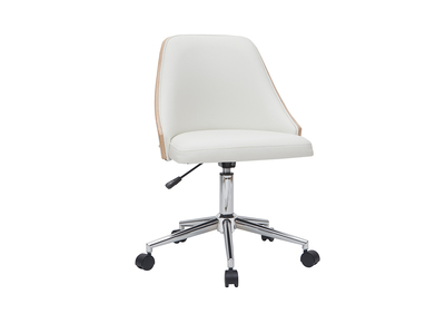 Bürostuhl PU weiß, helles Holz QUINO