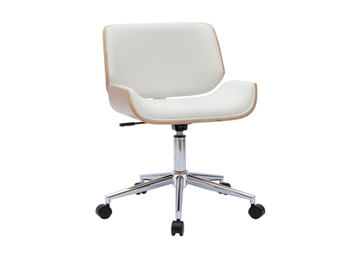 Bürostuhl PU weiß mit hellem Holz RUBBENS