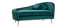 Chaiselongue aus blau-grünem Samt ICARE 160 cm