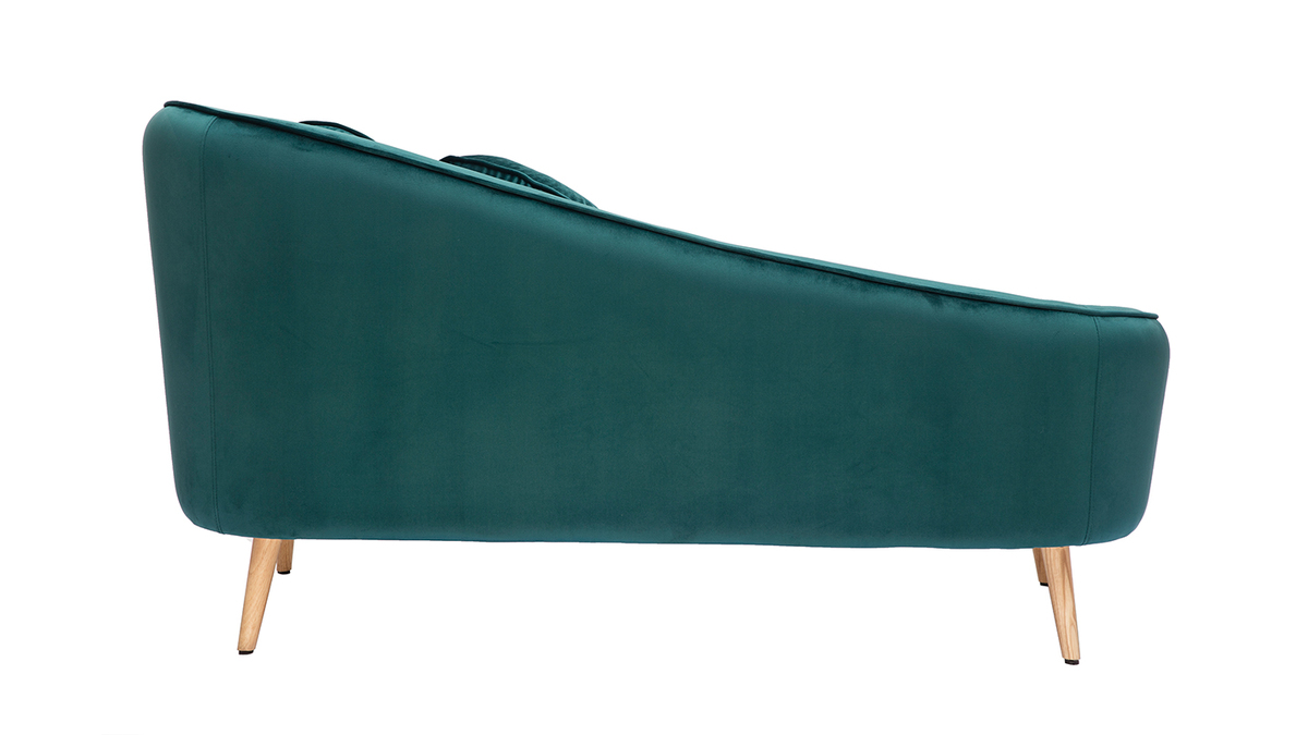 Chaiselongue aus blau-grnem Samt ICARE 160 cm