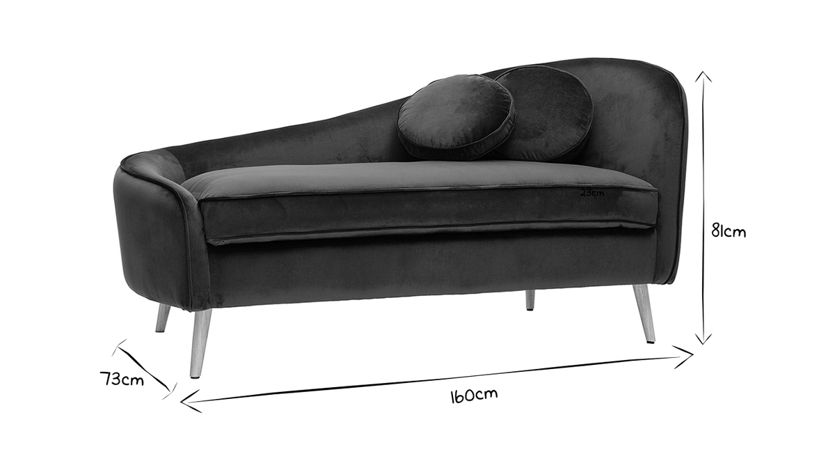 Chaiselongue aus blau-grnem Samt ICARE 160 cm