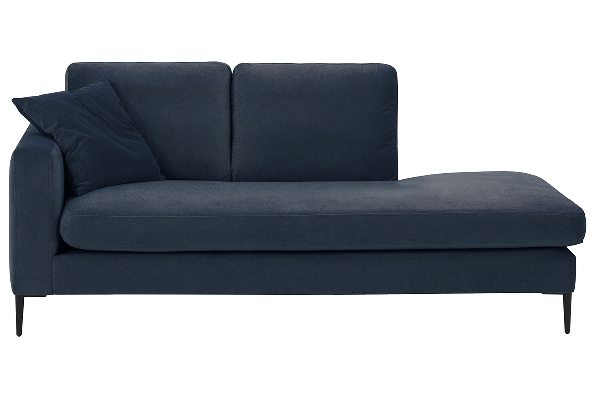 Chaiselongue aus Velours blau COZY - Miliboo &
