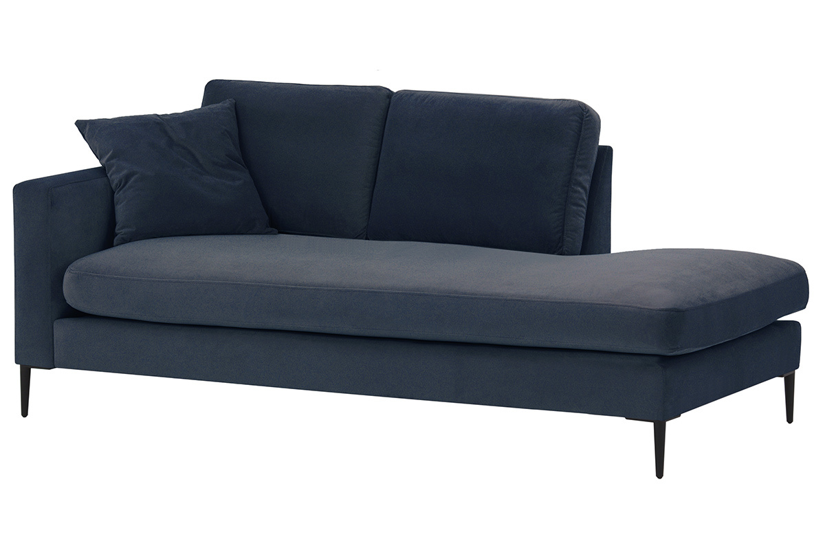 Chaiselongue aus Velours blau COZY - Miliboo &