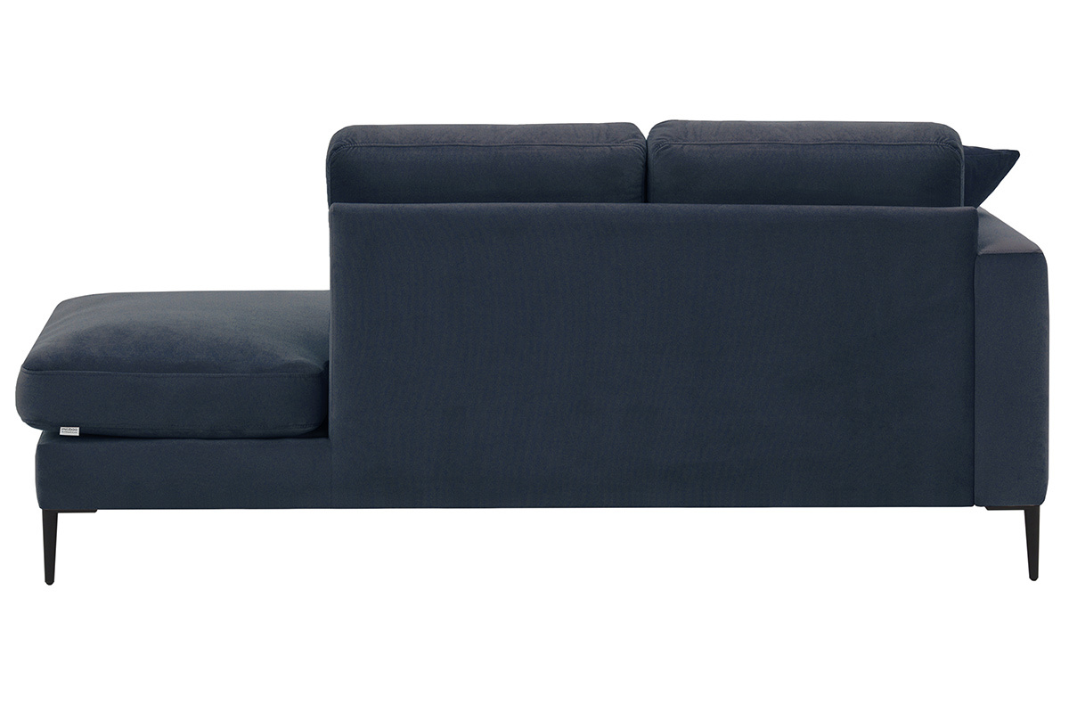 Chaiselongue aus Velours blau COZY - Miliboo &