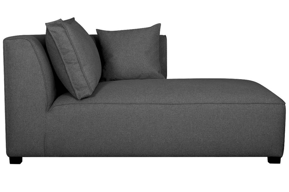 Chaiselongue gerade in anthrazitgrauem Bezug - PLURIEL