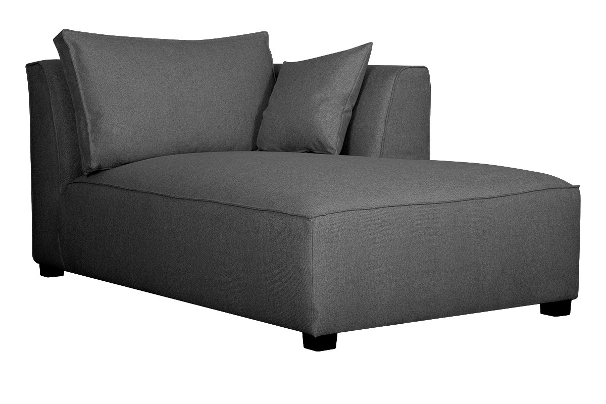 Chaiselongue gerade in anthrazitgrauem Bezug - PLURIEL