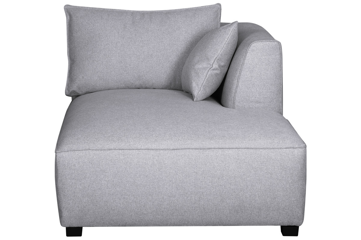 Chaiselongue gerade in hellgrauem Bezug - PLURIEL