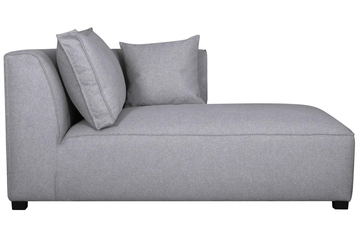 Chaiselongue gerade in hellgrauem Bezug - PLURIEL