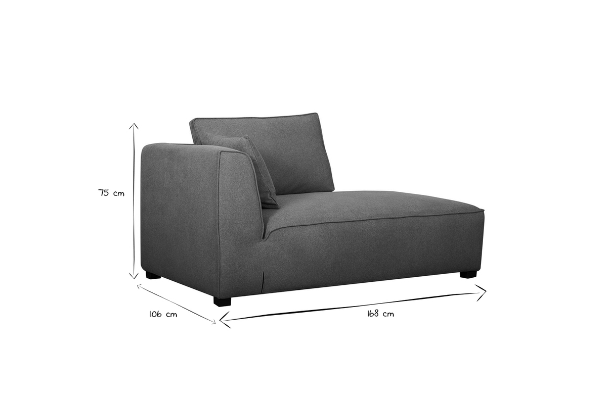 Chaiselongue gerade in hellgrauem Bezug - PLURIEL