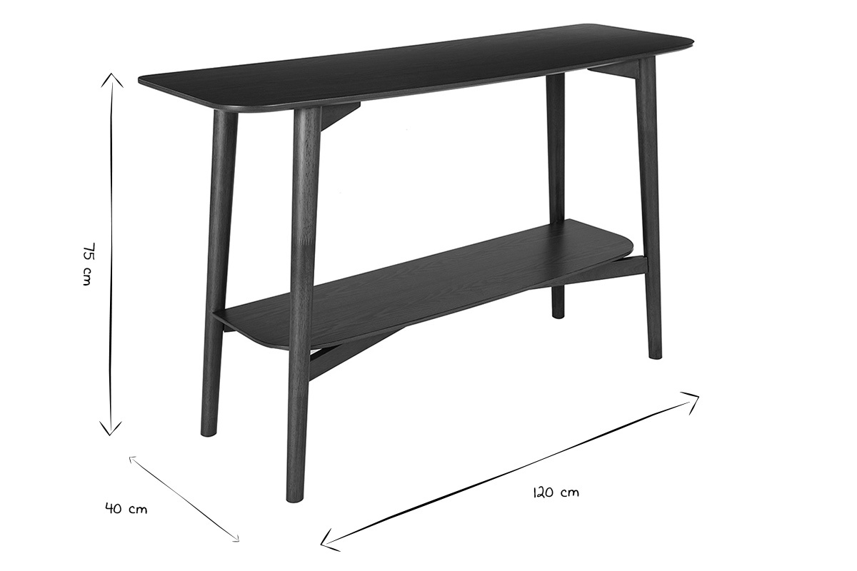 Schwarze und wei�e Holz-Konsole mit den Ma�en 120x40x75 cm.