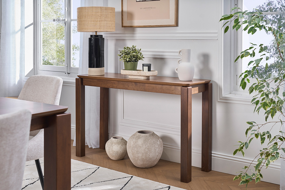 Console aus dunklem Holz Nussbaum, L120 cm RAYA