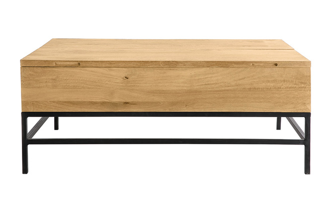 Couchtisch aufklappbar Industrie-Stil Mangoholz und Metall L110 cm YPSTER