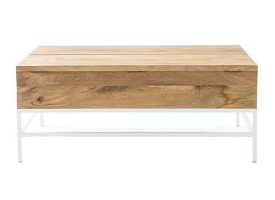 Couchtisch aufklappbar Mangoholz und Metall Weiß 160cm BOHO