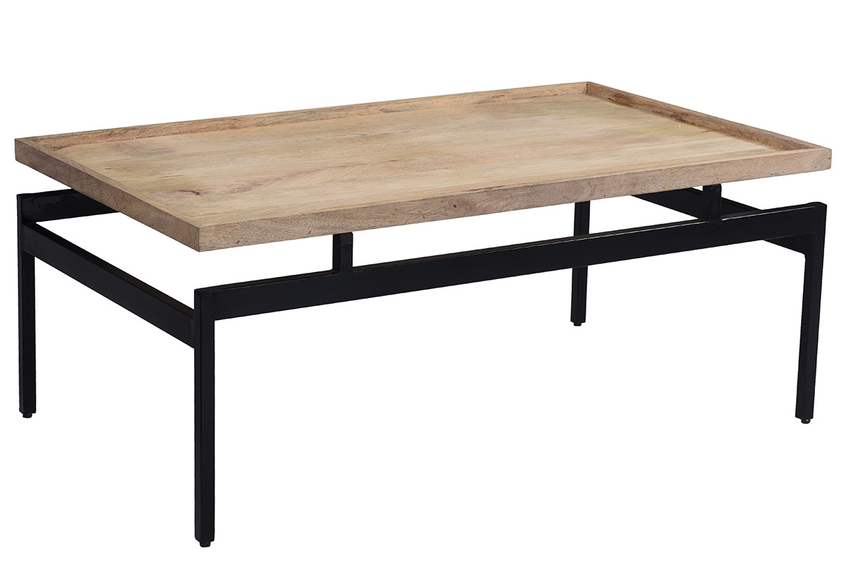 Couchtisch aus Mangoholz und schwarzem Metall L100 cm FRAME