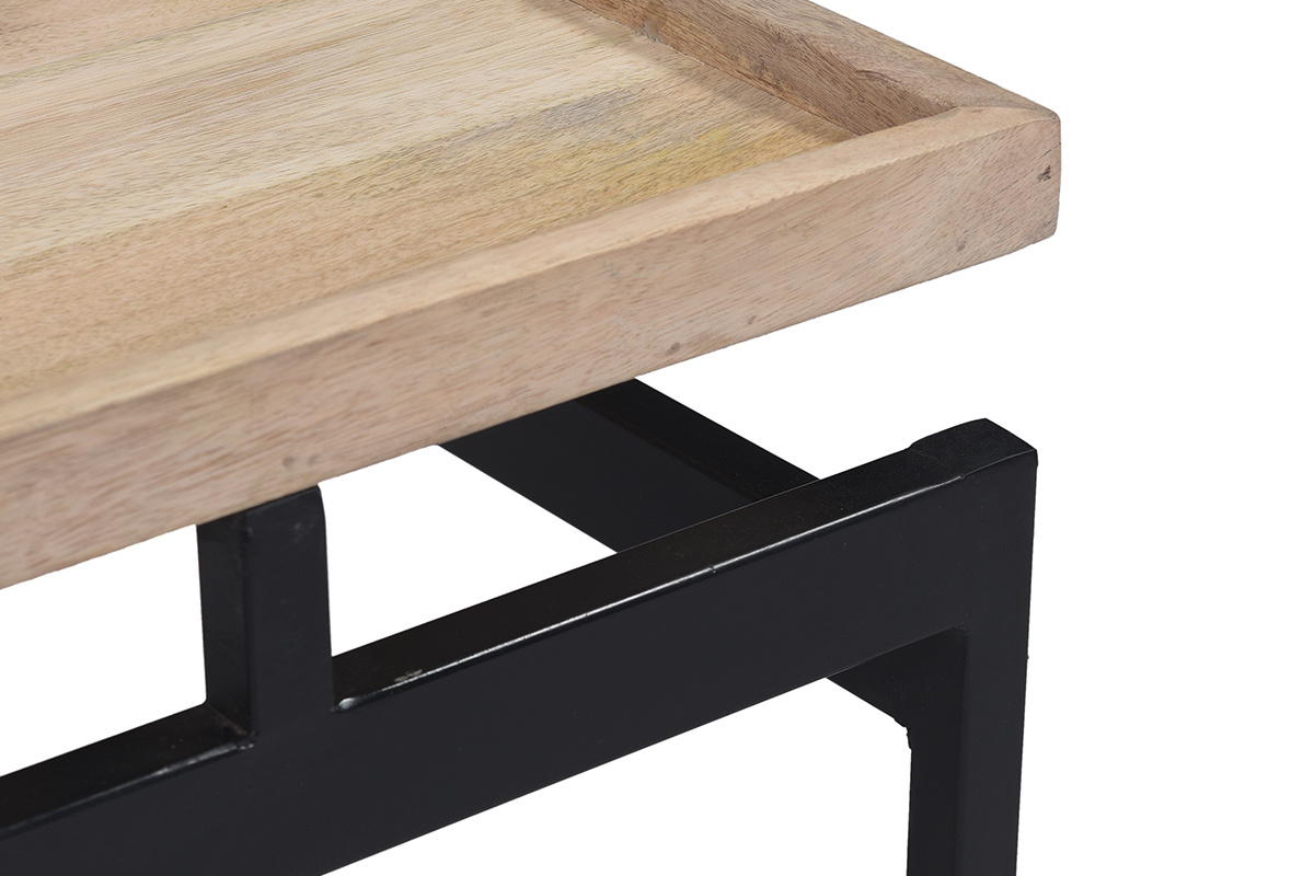 Couchtisch aus Mangoholz und schwarzem Metall L100 cm FRAME