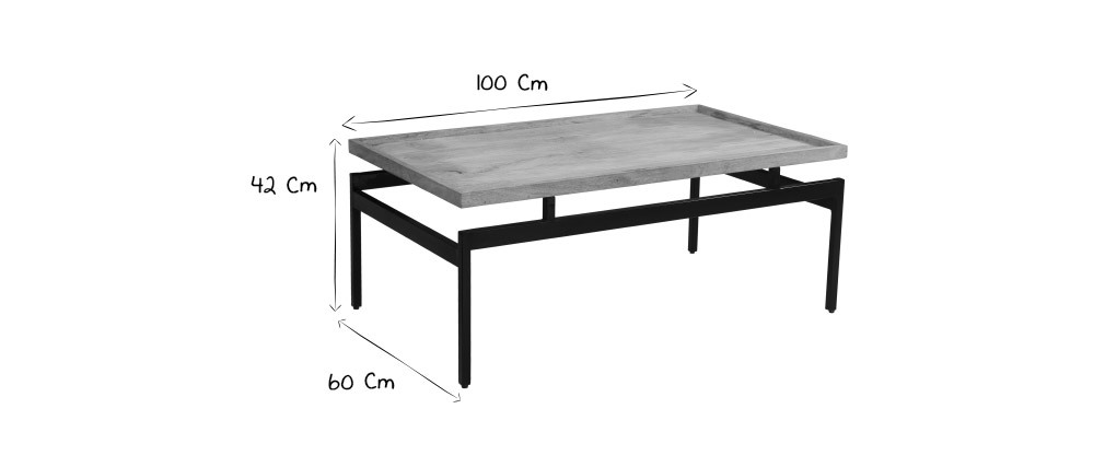 Couchtisch aus Mangoholz und schwarzem Metall L100 cm FRAME - Miliboo