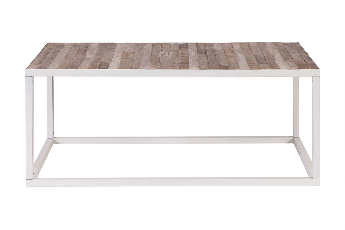 Couchtisch Holz  Metall Wei 100 x 60 cm ROCHELLE