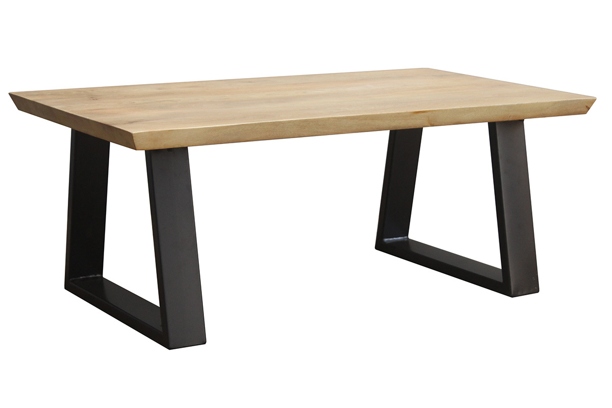 Couchtisch Mango und schwarzes Metall VIJAY