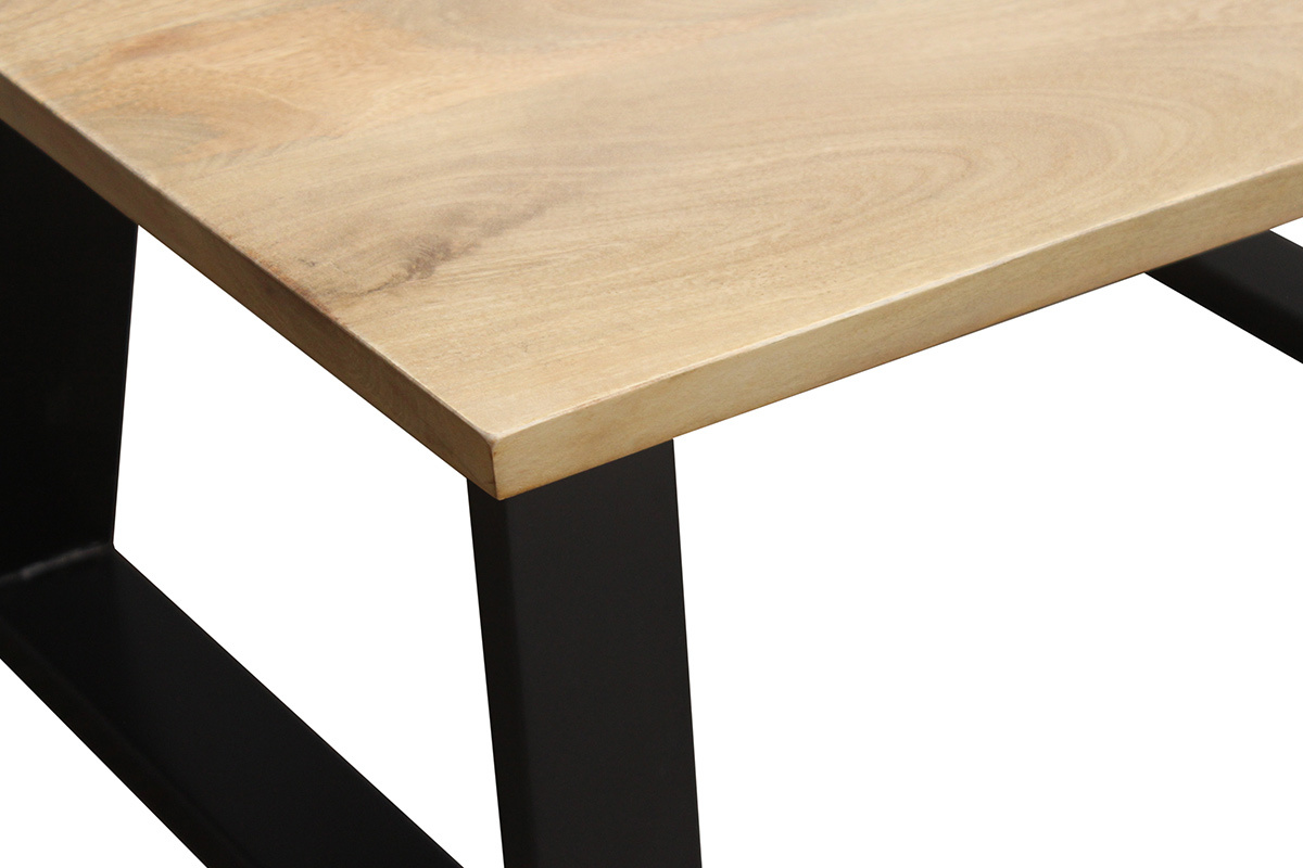 Couchtisch Mango und schwarzes Metall VIJAY