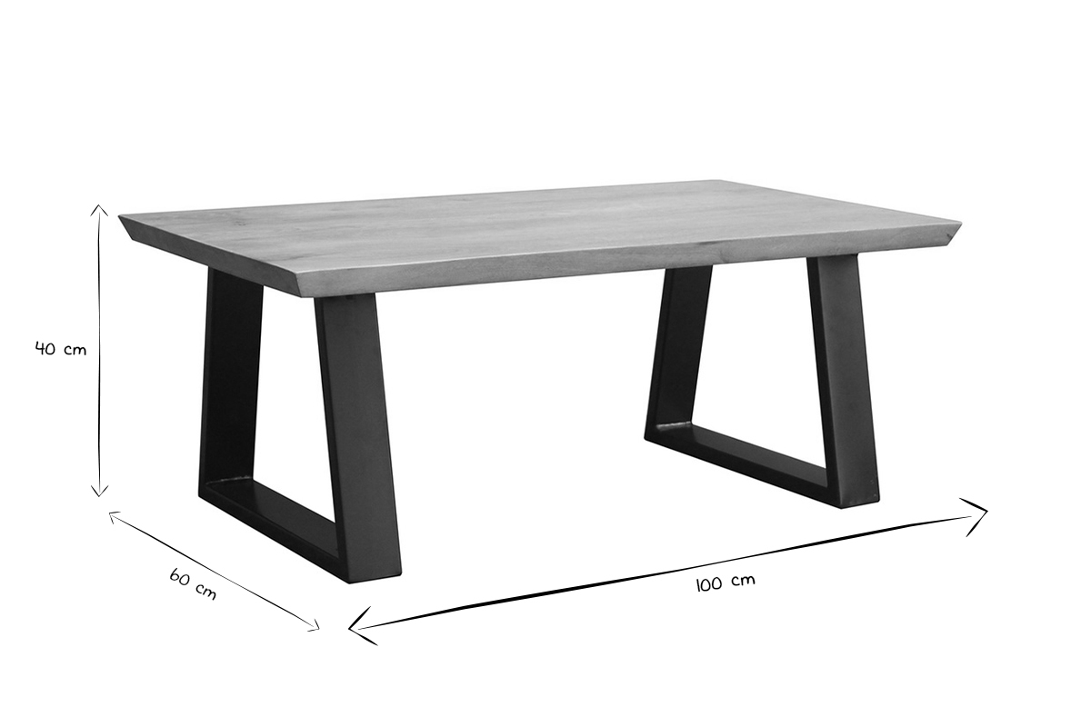 Couchtisch Mango und schwarzes Metall VIJAY