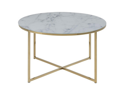 Couchtisch Marmoreffekt und Metallbeine 80 cm SILAS