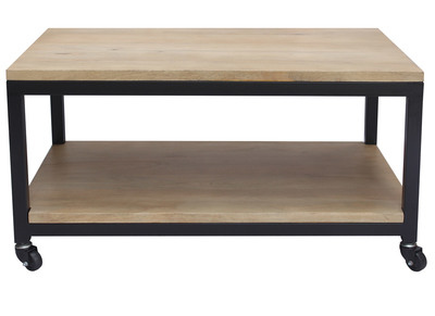 Couchtisch mit Rollen aus massivem Mangoholz und Metall FACTORY