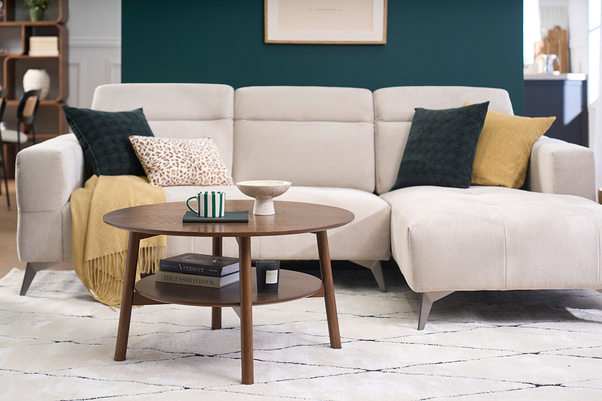 Couchtisch rund aus dunklem Holz D80 cm MALVA