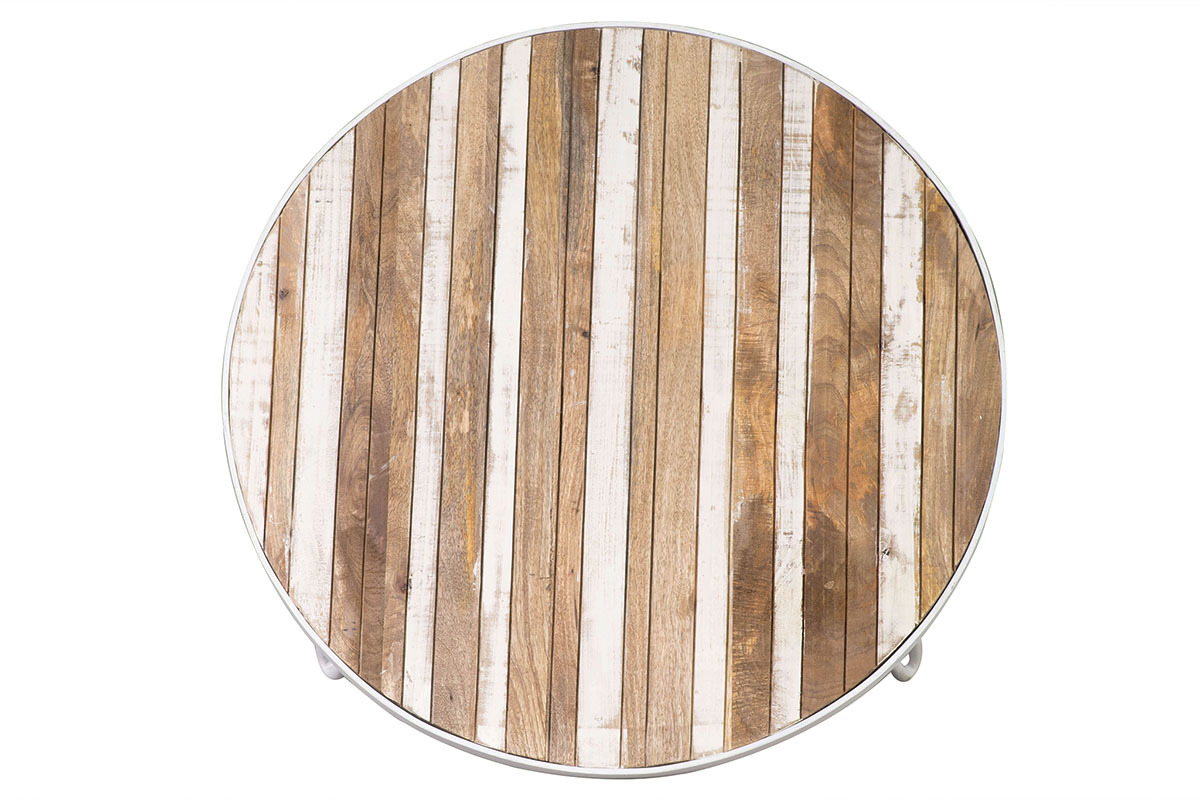 Couchtisch rund Holzfurnier und Metall Wei 80x45 ROCHELLE