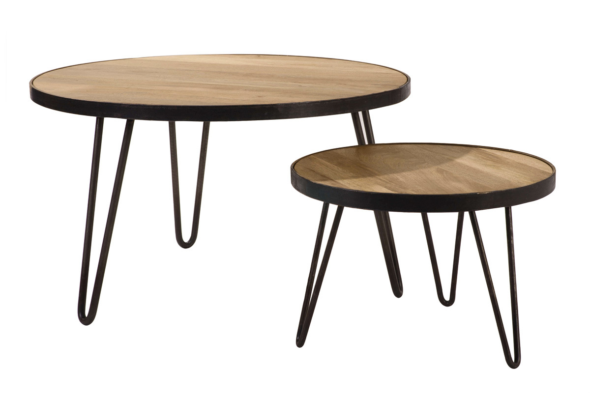 Couchtisch rund Industrie-Design 50 x 35 cm ATELIER