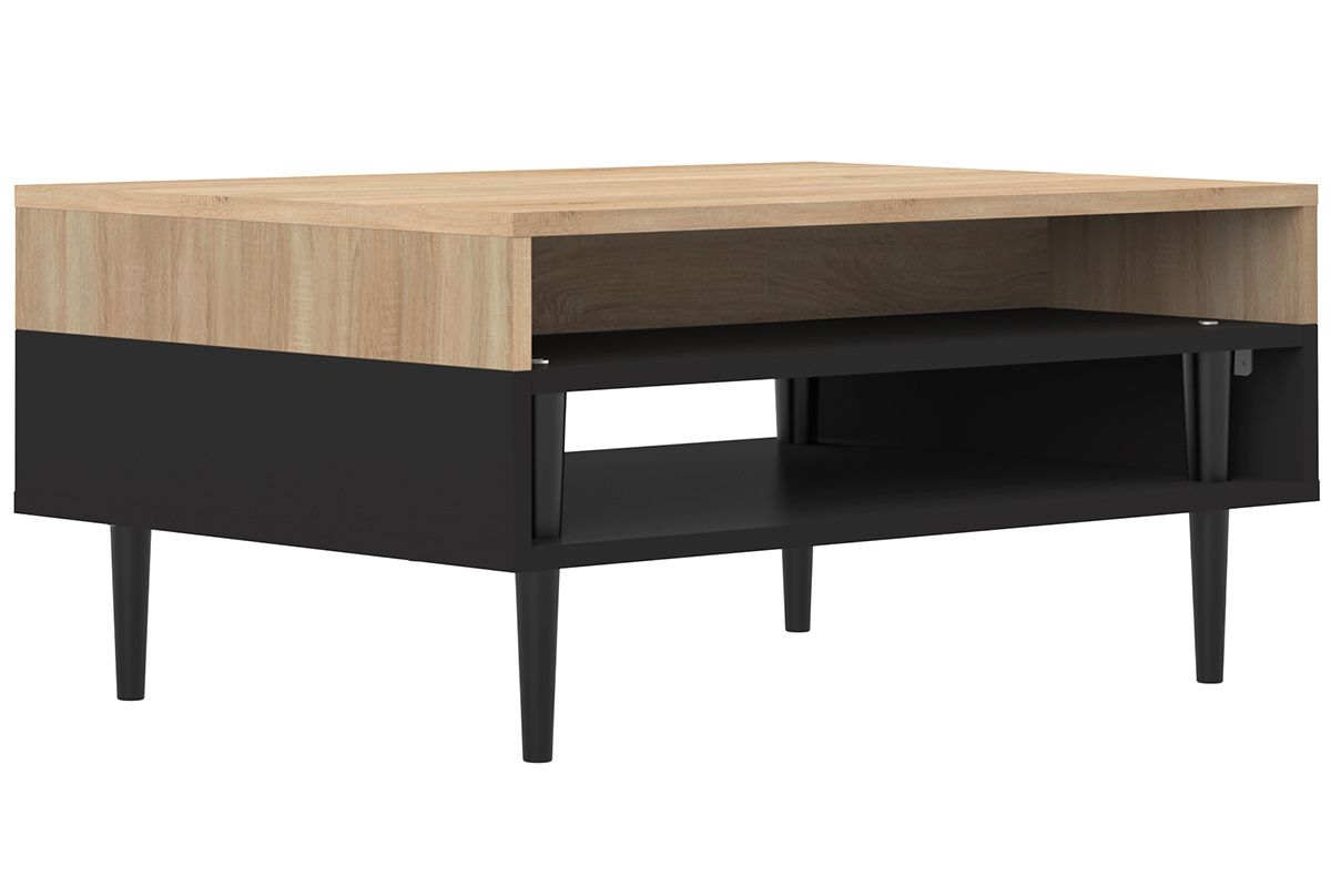 Couchtisch skandinavisch Holz und schwarz STRIPE