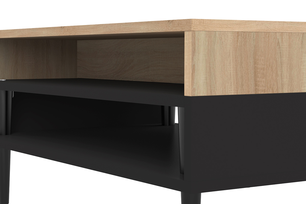 Couchtisch skandinavisch Holz und schwarz STRIPE