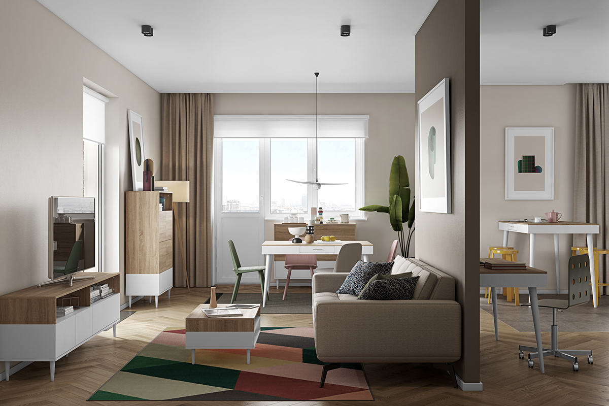 Couchtisch skandinavisch Holz und wei� STRIPE