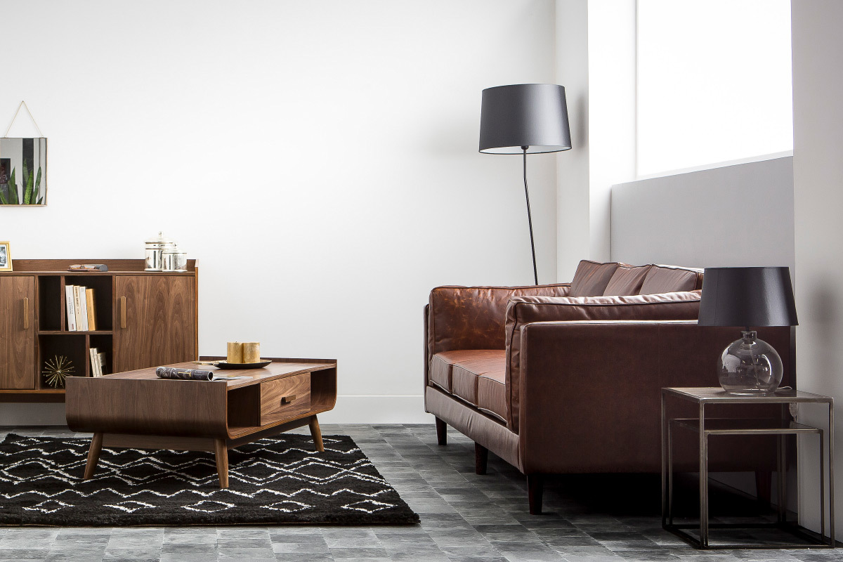 Couchtisch Vintage Holz Nussbaum HALLEN