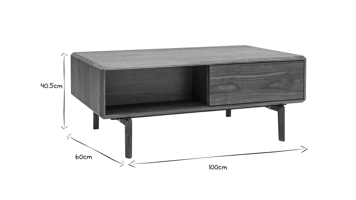 couchtisch walnussfurnier mit stauraum b100 cm suva - miliboo
