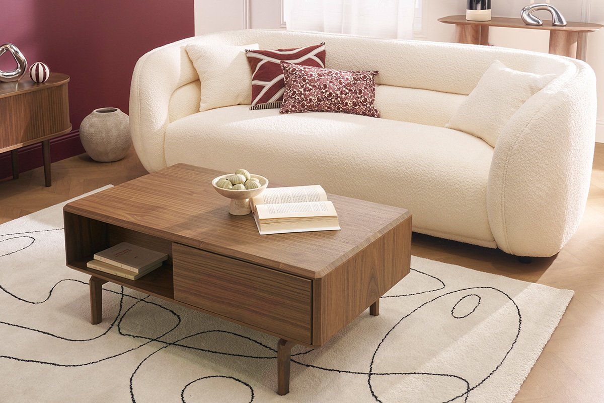 Couchtisch Walnussfurnier mit Stauraum B100 cm SUVA