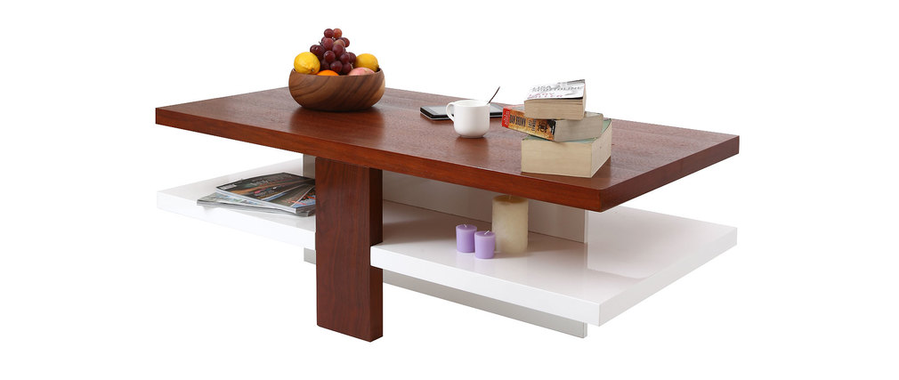 Couchtisch willow design weiss lackiert und holz miliboo