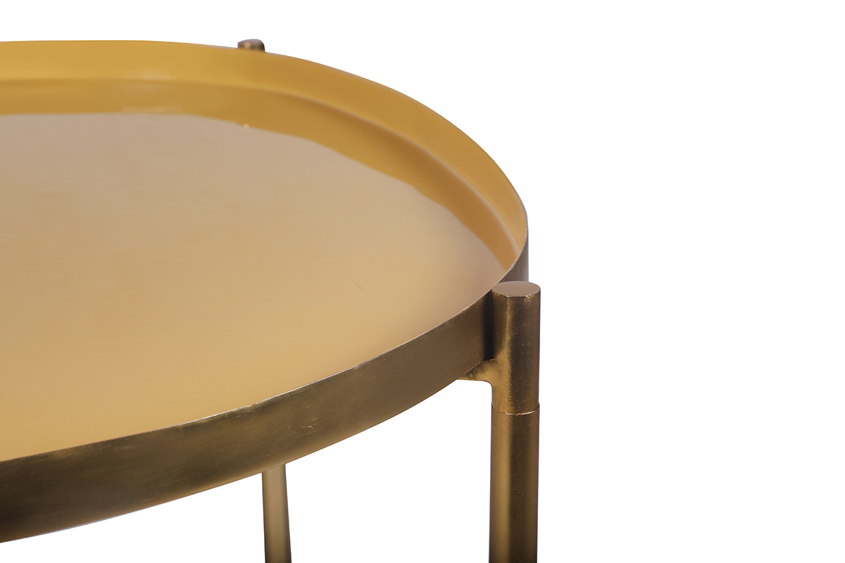 Couchtische aus Stahl vergoldet senfgelb, blau und t�rkis (3er-Satz) ZURIA